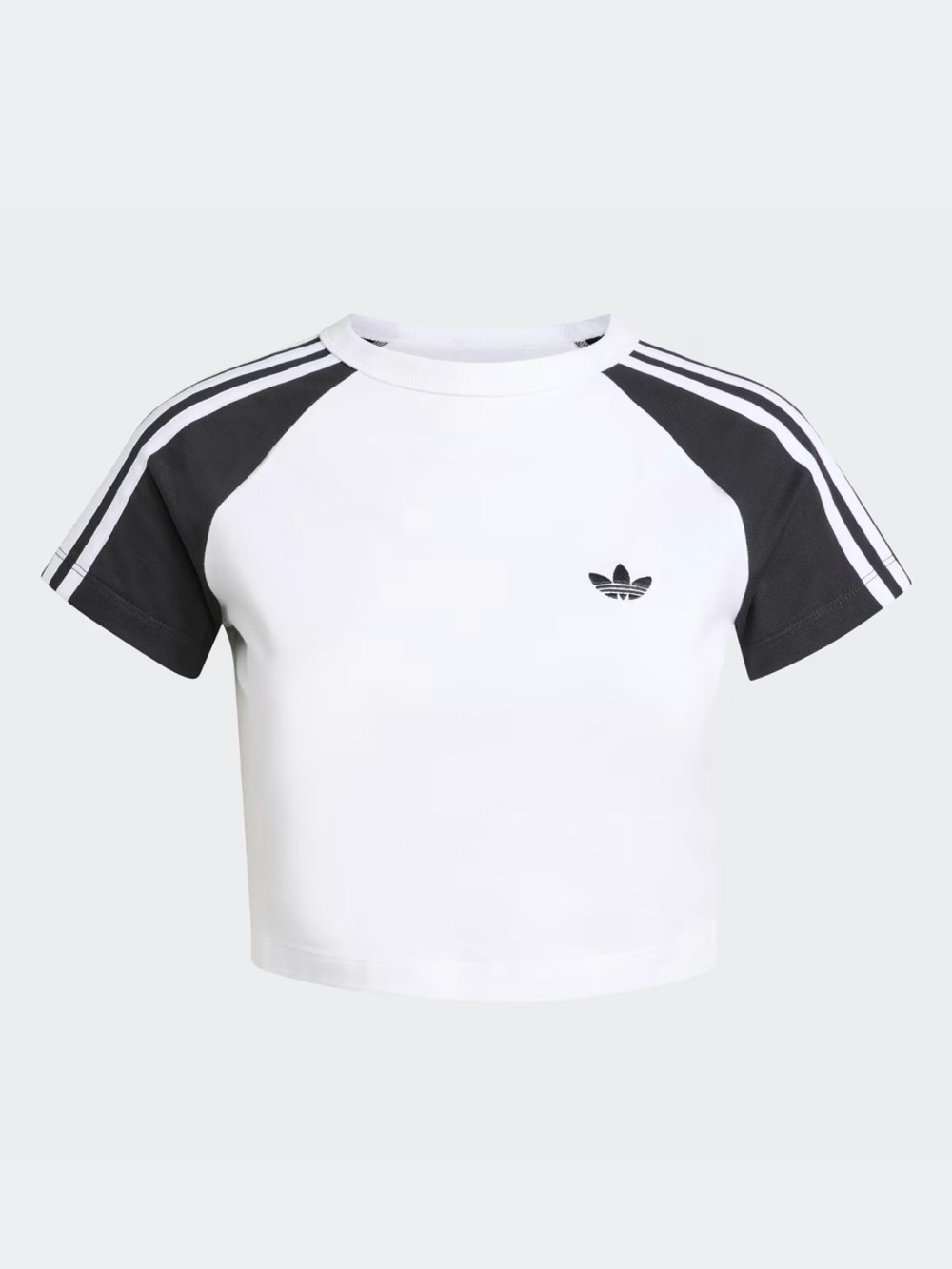 Women’s adidas White and Black Raglan Crop Tee